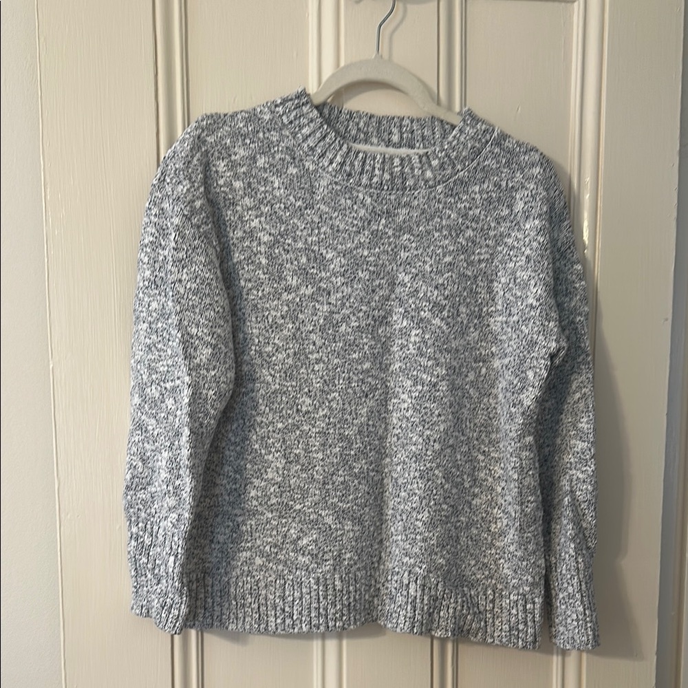 LLBean Women's Cotton Ragg Sweater, Crewneck Space-Dye, Navy/Grey